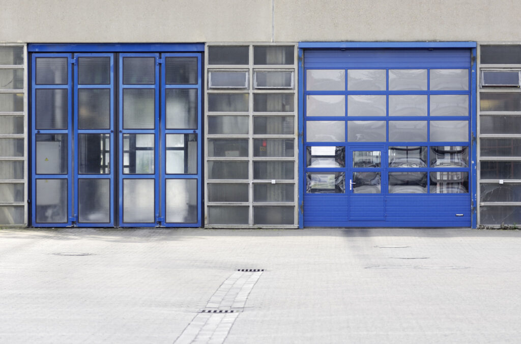 blue colored garage door
